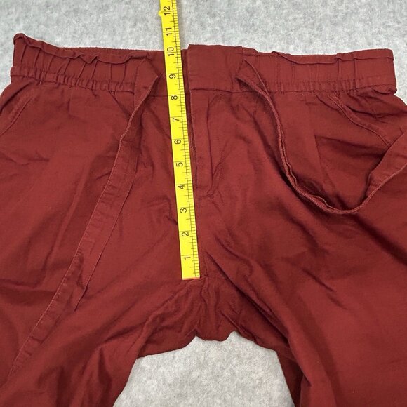 GAP Women’s Paperbag Pants Sz 10 Dark Red Taper Zip Tie Waist Pockets Pre-Owned - Picture 11 of 13